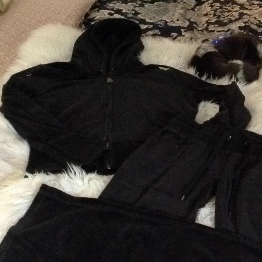 BCBG Velour Rhinestone Jacket & Pants